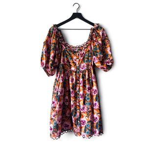 Topshop Floral Scalloped Mini Dress Women’s Size 10
